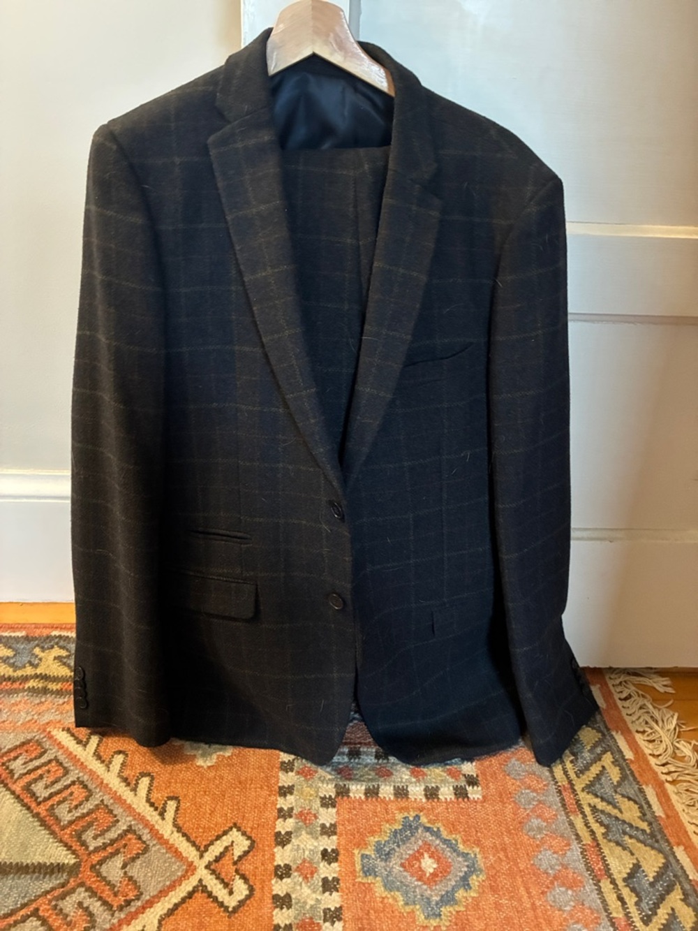 French Connection Black Windowpane Sport Coat